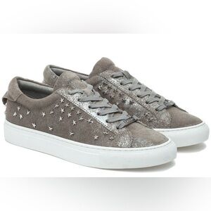 J/Slides Women's 'LIBERTY' Pewter Metallic Leather Sneaker Shoes Size 9